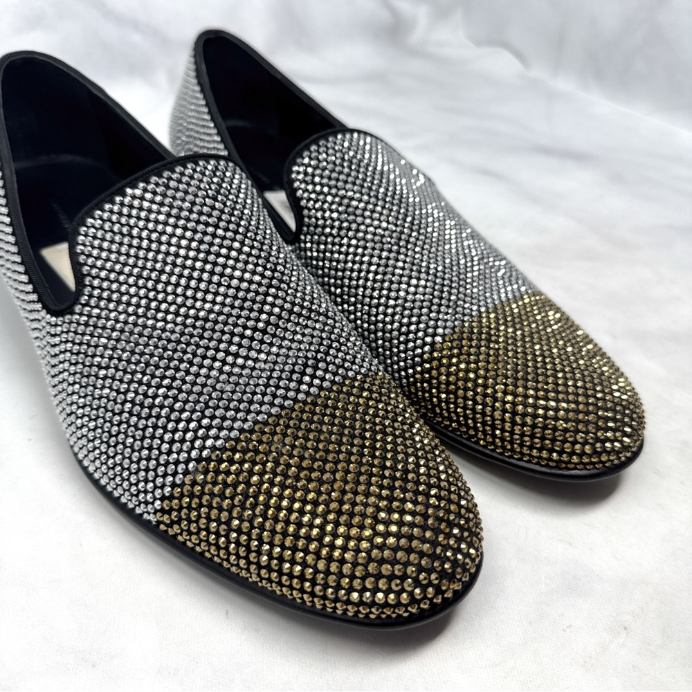 Giuseppe Zanotti Men's Lewis Cup Crystal Rhinestone Smoking Loafer Dress Shoe 44